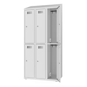 Ladeschrank mit 6 Schließfächern, 230V SCHUKO, HxBxT: 1800x900x500 mm, Türfarbe Grau RAL7035