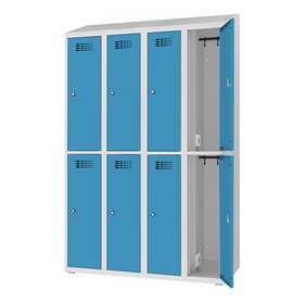 Ladeschrank mit 8 Schließfächern, 230V SCHUKO, HxBxT: 1800x1200x500 mm, Türfarbe Blau RAL5012