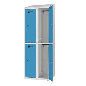 Ladeschrank mit 4 Schließfächern, 230V SCHUKO, HxBxT: 1800x800x500 mm, Türfarbe Blau RAL5012