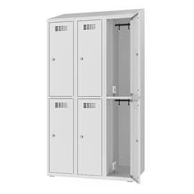 Ladeschrank mit 6 Schließfächern, 230V SCHUKO, HxBxT: 1800x1200x500 mm, Türfarbe Grau RAL7035