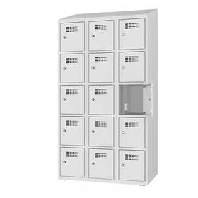 Ladeschrank mit 15 Schließfächern, 230V SCHUKO, HxBxT: 1800x1200x500 mm, Türfarbe Grau RAL7035