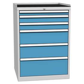 Schubladenschrank für Werkstatt, 6 x Schubladen, HxBxT: 1030 x 720 x 700 mm, Farbe grau RAL7035/ blau RAL5012
