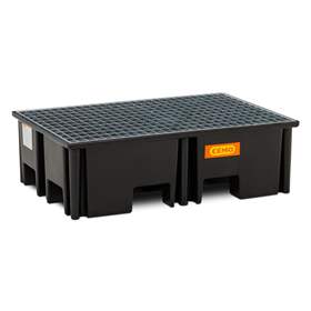 Záchytná vaňa z PE, s oceľovým roštom, 1230x830x360 mm, objem 220 l