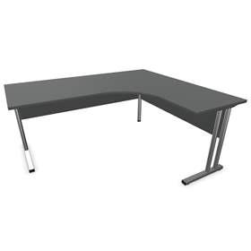 Büro-Schreibtisch 'L'-Form, Gestell 'C', Farbe Dunkelgrau, rechts, B: 1800 x 1600 mm