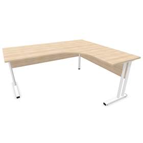 Büro-Schreibtisch 'L'-Form, Gestell 'C', weiß, Farbe Akazie, rechts, B: 1800 x 1600 mm