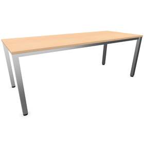 Büro-Schreibtisch, eckiges Säulen-Gestell, matt, Farbe Ahorn, B x T: 2000 x 800 mm