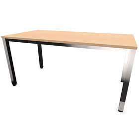 Büro-Schreibtisch, eckiges Säulen-Gestell, glänzend, Farbe Ahorn, B x T: 1600 x 800 mm