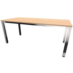 Büro-Schreibtisch, eckiges Säulen-Gestell, glänzend, Farbe Ahorn, B x T: 1800 x 800 mm