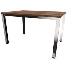 Büro-Schreibtisch, eckiges Säulen-Gestell, glänzend, Farbe Nussbaum, B x T: 1200 x 800 mm