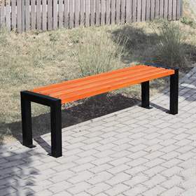 Parkbank Toronto ohne Rückenlehne, Stahlkonstruktion mit Massivholzleisten Farbton Mahagon, Länge 1,62 m