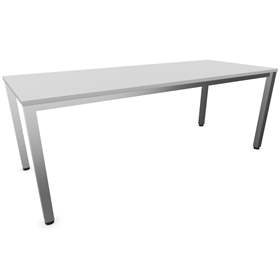 Büro-Schreibtisch, eckiges Säulen-Gestell, matt, Farbe Lichtgrau, B x T: 2000 x 800 mm