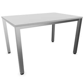 Büro-Schreibtisch, eckiges Säulen-Gestell, matt, Farbe Lichtgrau, B x T: 1200 x 800 mm