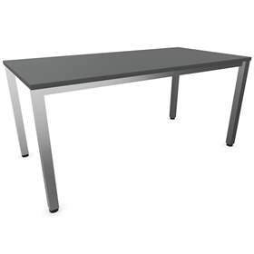 Büro-Schreibtisch, eckiges Säulen-Gestell, matt, Farbe Dunkelgrau, B x T: 1600 x 800 mm