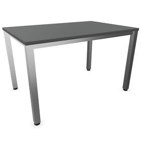 Büro-Schreibtisch, eckiges Säulen-Gestell, matt, Farbe Dunkelgrau, B x T: 1200 x 800 mm