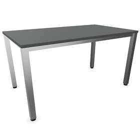 Büro-Schreibtisch, eckiges Säulen-Gestell, matt, Farbe Dunkelgrau, B x T: 1400 x 800 mm