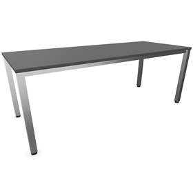 Büro-Schreibtisch, eckiges Säulen-Gestell, matt, Farbe Dunkelgrau, B x T: 2000 x 800 mm