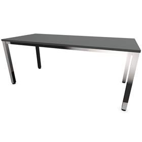 Büro-Schreibtisch, eckiges Säulen-Gestell, glänzend, Farbe Dunkelgrau, B x T: 1800 x 800 mm