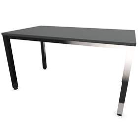 Büro-Schreibtisch, eckiges Säulen-Gestell, glänzend, Farbe Dunkelgrau, B x T: 1400 x 800 mm