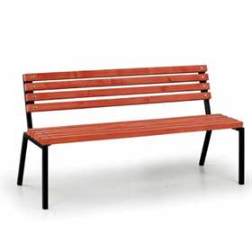 Parkbank Regina, stapelbar, Stahlkonstruktion mit Massivholzleisten Farbton Mahagon, Länge 1,50 m