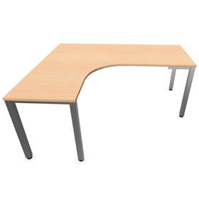 Büro-Schreibtisch 'L'-Form, Säulengestell-eckig, matt, Farbe Ahorn, links, B: 1800 x 1600 mm