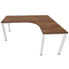 Büro-Schreibtisch 'L'-Form, Säulengestell-eckig, weiß, Farbe Nussbaum, rechts, B: 1800 x 1600 mm