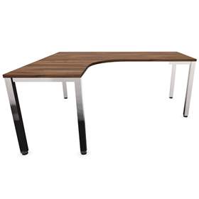 Stůl kancelářský ve tvaru 'L', podnoží hranaté, lesklé, barva ořech, levé, š: 1800 x 1600 mm