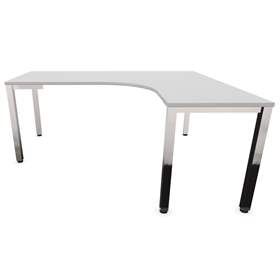 Büro-Schreibtisch 'L'-Form, Säulengestell-eckig, glänzend, Farbe Lichtgrau, rechts, B: 1800 x 1600 mm