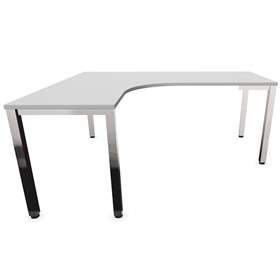 Stůl kancelářský ve tvaru 'L', podnoží hranaté, lesklé, barva světle šedá, levé, š: 1800 x 1600 mm