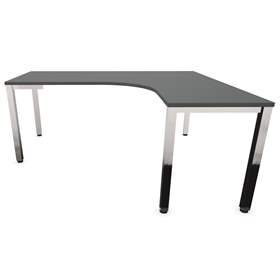 Büro-Schreibtisch 'L'-Form, Säulengestell-eckig, glänzend, Farbe Dunkelgrau, rechts, B: 1800 x 1600 mm