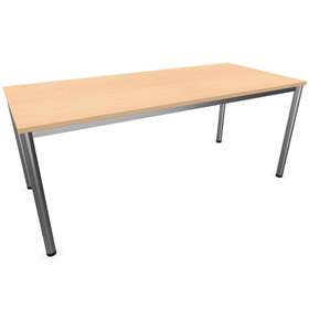 Büro-Schreibtisch, runde Tischbeine, matt, Farbe Ahorn, B x T: 1800 x 800 mm