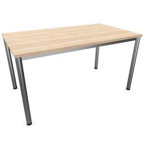 Büro-Schreibtisch, runde Tischbeine, matt, Farbe Akazie, B x T: 1400 x 800 mm