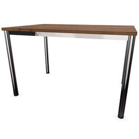 Büro-Schreibtisch,  runde Tischbeine, glänzend, Farbe Nussbaum, B x T: 1200 x 800 mm