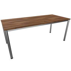 Büro-Schreibtisch, runde Tischbeine, matt, Farbe Nussbaum, B x T: 1800 x 800 mm