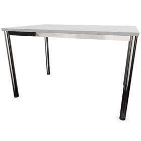 Büro-Schreibtisch,  runde Tischbeine, glänzend, Farbe Lichtgrau, B x T: 1200 x 800 mm