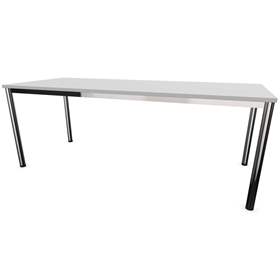 Büro-Schreibtisch,  runde Tischbeine, glänzend, Farbe Lichtgrau, B x T: 2000 x 800 mm