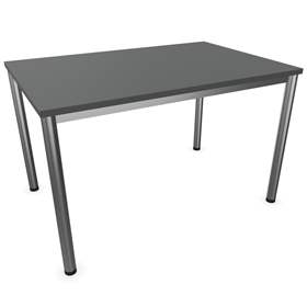 Stůl kancelářský, rovný, podnoží kulaté matné, barva tmavě šedá, š x h: 1200 x 800 mm