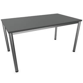 Büro-Schreibtisch, runde Tischbeine, matt, Farbe Dunkelgrau, B x T: 1400 x 800 mm