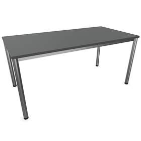 Büro-Schreibtisch, runde Tischbeine, matt, Farbe Dunkelgrau, B x T: 1600 x 800 mm