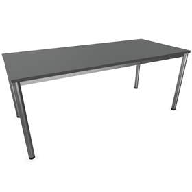 Büro-Schreibtisch, runde Tischbeine, matt, Farbe Dunkelgrau, B x T: 1800 x 800 mm