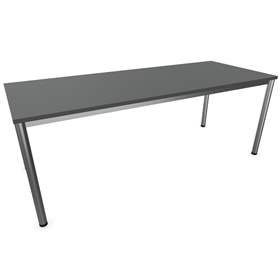 Büro-Schreibtisch, runde Tischbeine, matt, Farbe Dunkelgrau, B x T: 2000 x 800 mm