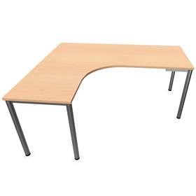 Büro-Schreibtisch 'L'-Form, runde Tischbeine, matt, Farbe Ahorn, links, B: 1800 x 1600 mm