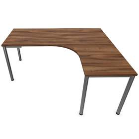 Büro-Schreibtisch 'L'-Form, Säulengestell-rund, matt, Farbe Nussbaum, rechts, B: 1800 x 1600 mm