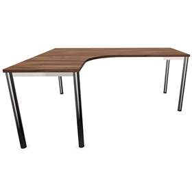 Büro-Schreibtisch 'L'-Form, Säulengestell-rund, glänzend, Farbe Nussbaum, B: 1800 x 1600 mm