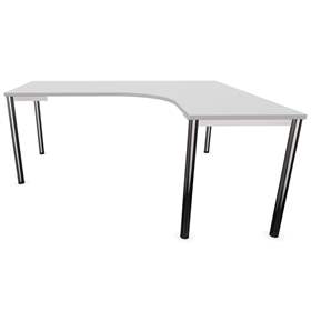 Büro-Schreibtisch 'L'-Form, Säulengestell-rund, glänzend, Farbe Lichtgrau, rechts, B: 1800 x 1600 mm