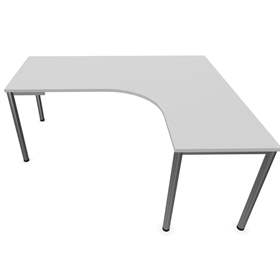 Büro-Schreibtisch 'L'-Form, Säulengestell-rund, matt, Farbe Lichtgrau, rechts, B: 1800 x 1600 mm