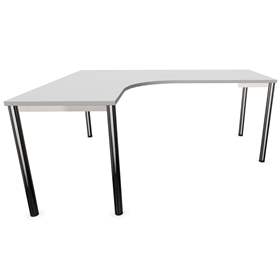 Büro-Schreibtisch 'L'-Form, Säulengestell-rund, glänzend, Farbe Lichtgrau, links, B: 1800 x 1600 mm
