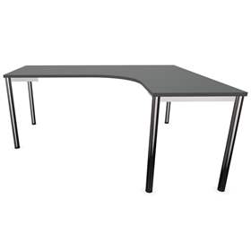 Büro-Schreibtisch 'L'-Form, Säulengestell-rund, glänzend, Farbe Dunkelgrau, rechts, B: 1800 x 1600 mm