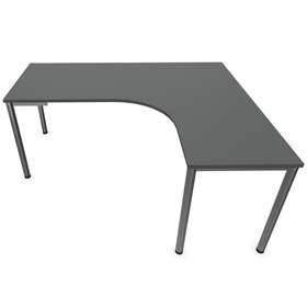 Büro-Schreibtisch 'L'-Form, Säulengestell-rund, matt, Farbe Dunkelgrau, rechts, B: 1800 x 1600 mm