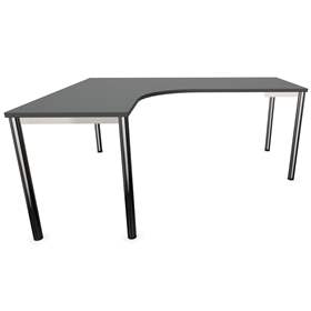Büro-Schreibtisch 'L'-Form, Säulengestell-rund, glänzend, Farbe Dunkelgrau, links, B: 1800 x 1600 mm