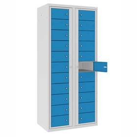 Wäscheausgabeschrank (22 Fächer) , HxBxT: 1800x800x500 mm, Korpus Lichtgrau RAL7035/Türfarbe Blau RAL5012